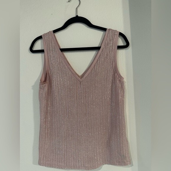 TED BAKER Robinee Ribbed Vest Top Metallic in Light Pink Size 4 - Picture 4 of 11